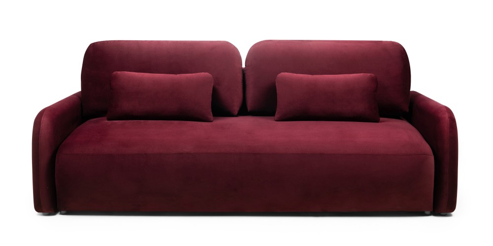 Sofa z funkcją, pojemnik Hoschi Slim, obła, welurowa burgund