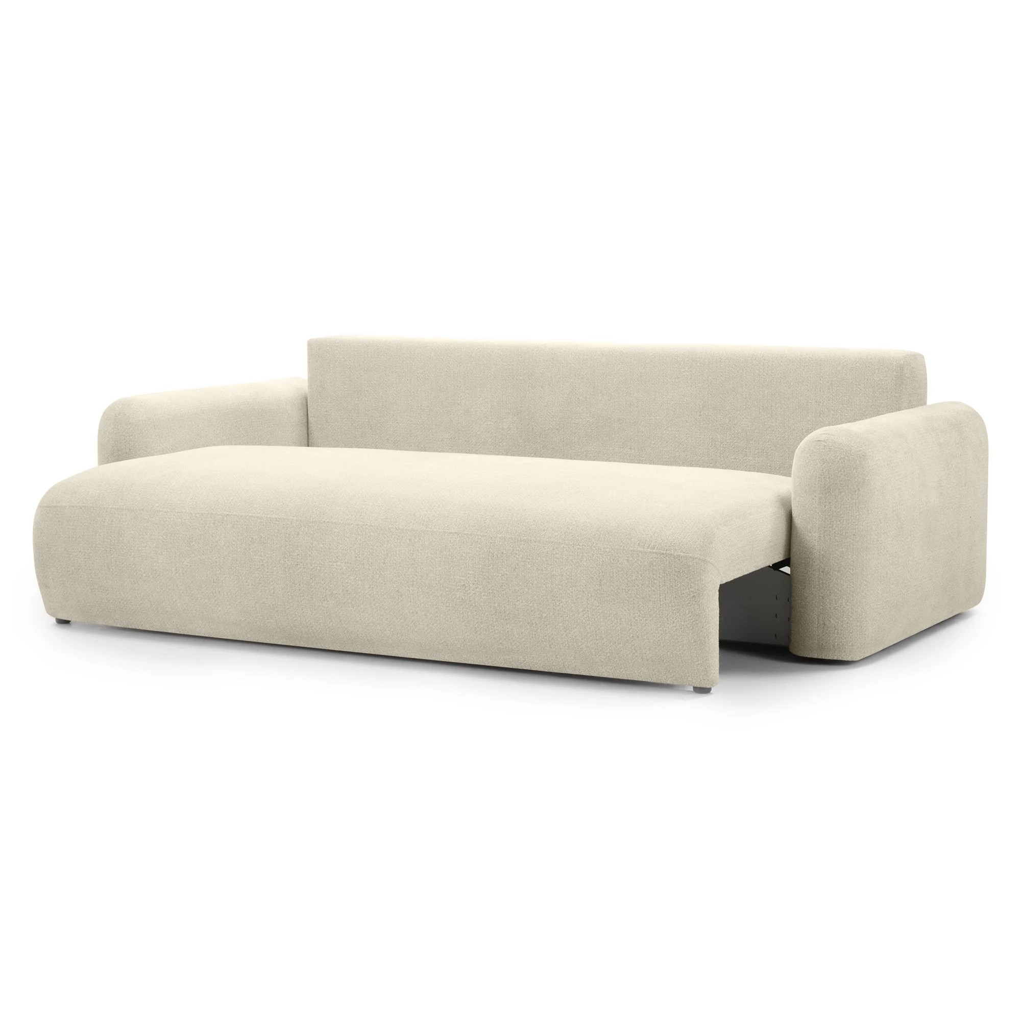 Sofa z funkcją i pojemnikiem Hoschi jasnobeżowy melanż, obła