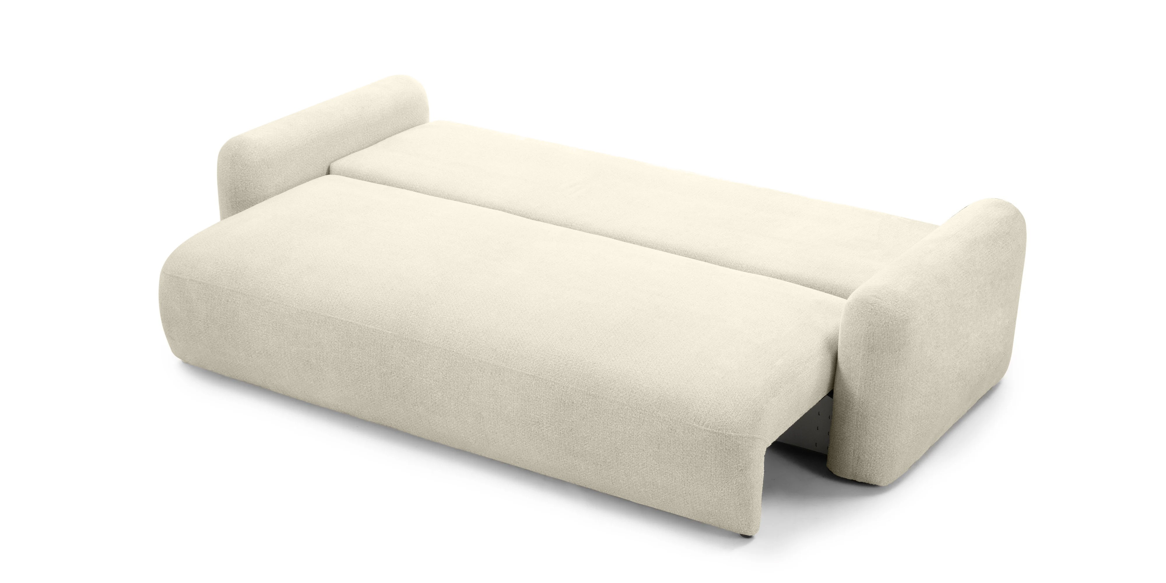 Sofa z funkcją i pojemnikiem Hoschi jasnobeżowy melanż, obła