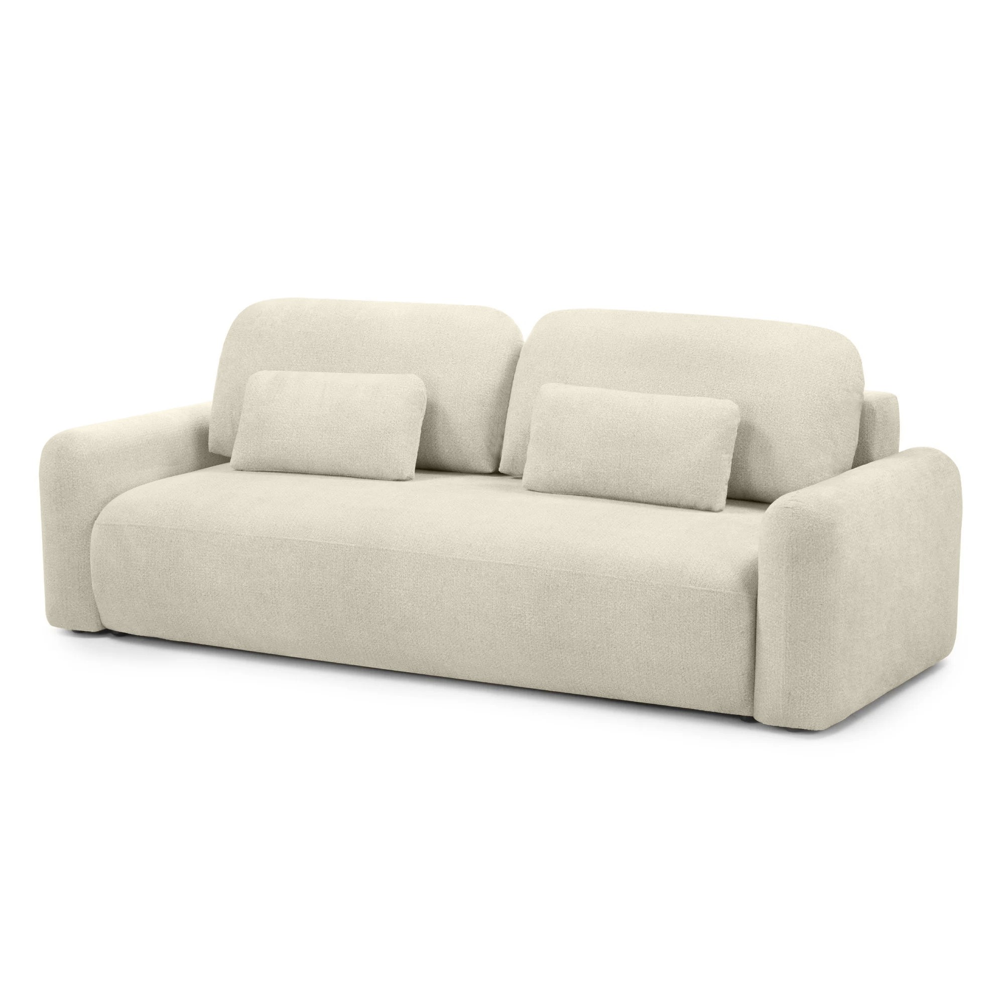 Sofa z funkcją i pojemnikiem Hoschi jasnobeżowy melanż, obła
