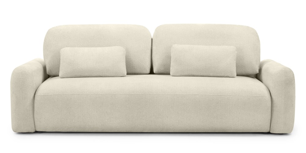 Sofa z funkcją i pojemnikiem Hoschi jasnobeżowy melanż, obła