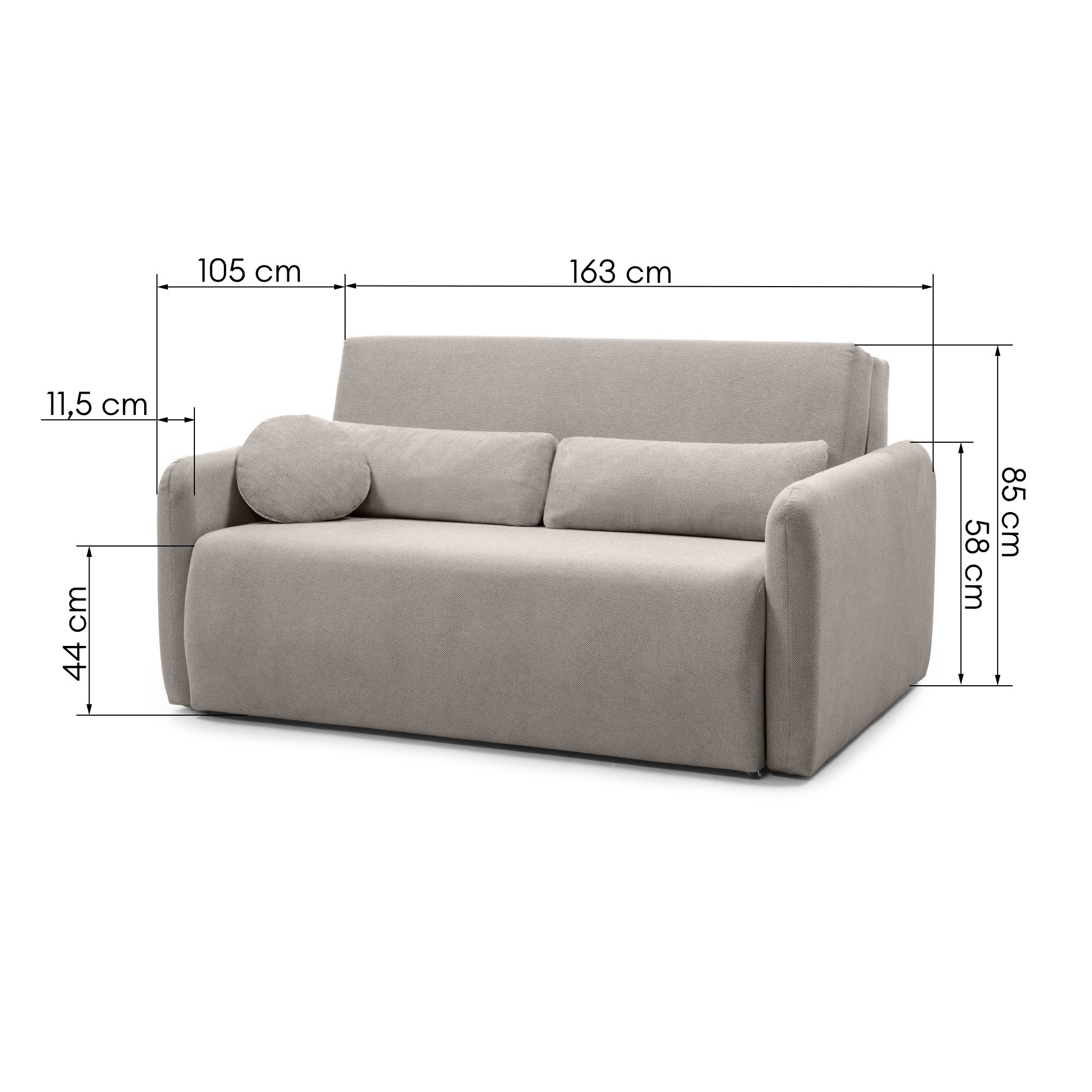 Sofa rozkładana z pojemnikiem Diosa Maxi, beżowoszara