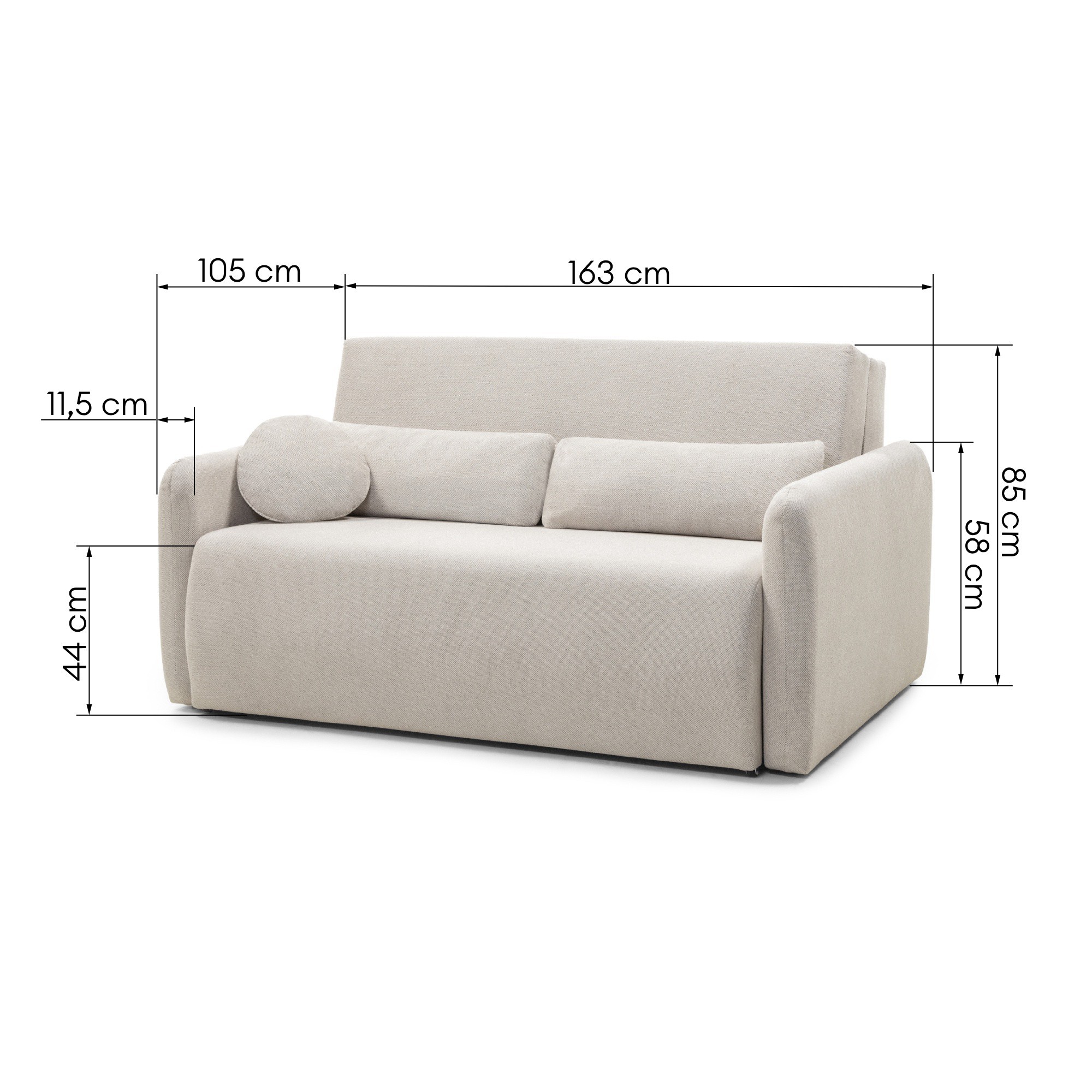 Sofa rozkładana z pojemnikiem Diosa Maxi, jasnobeżowa
