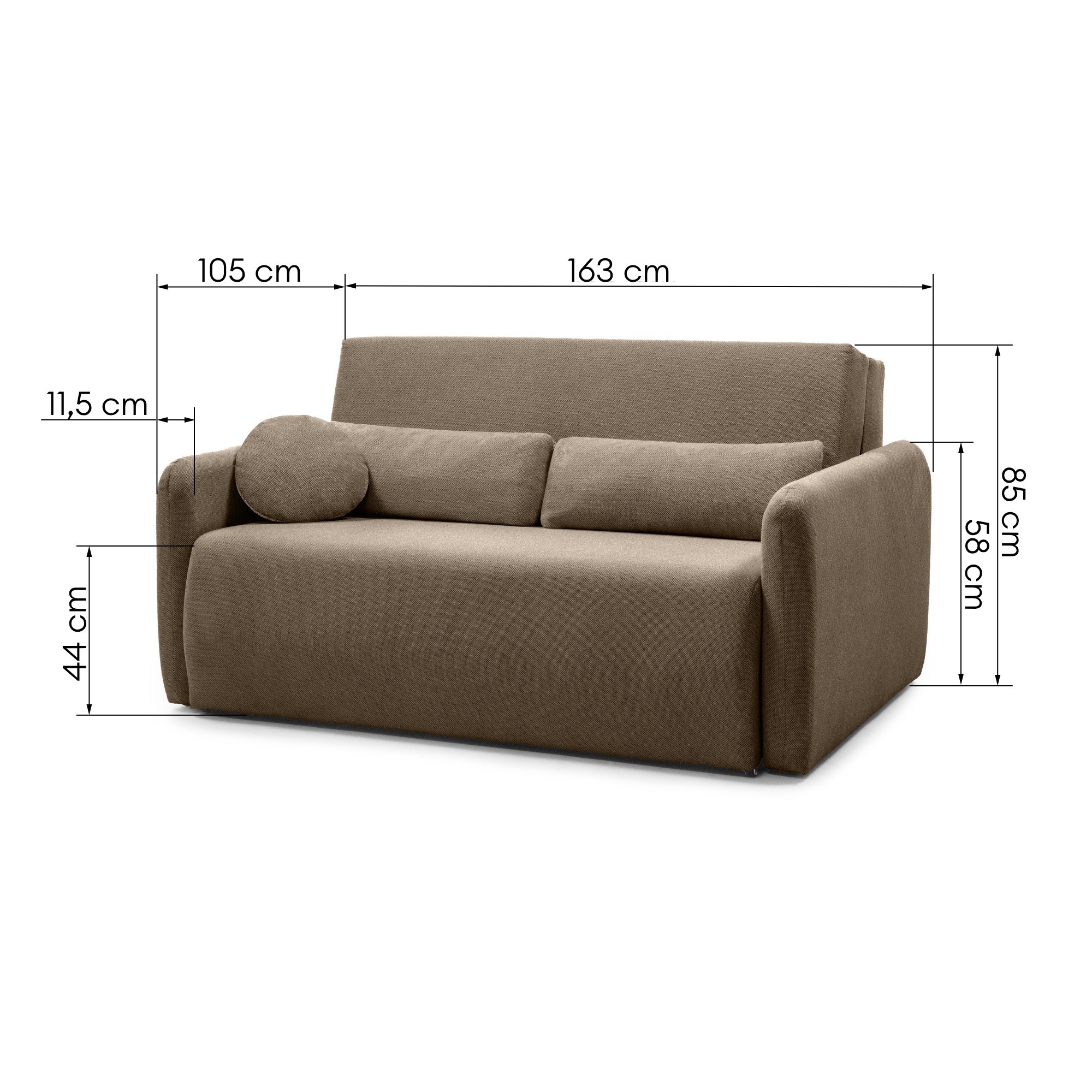 Sofa rozkładana z pojemnikiem Diosa Maxi, brązowa
