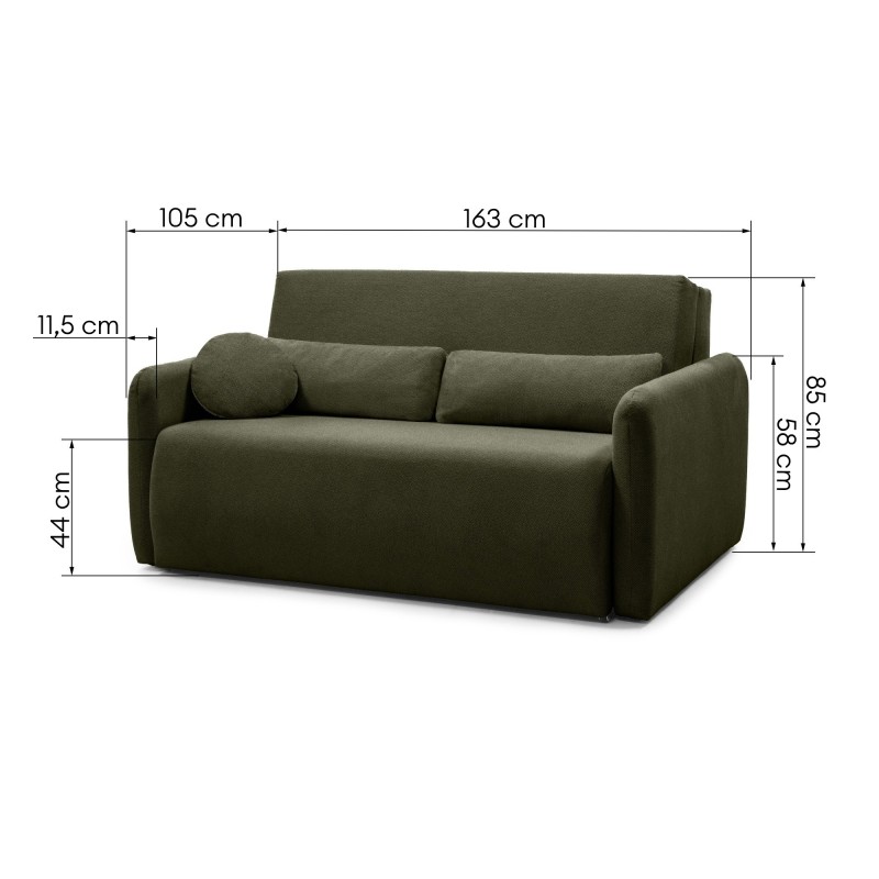 Sofa rozkładana z pojemnikiem Diosa Maxi, ciemnozielona