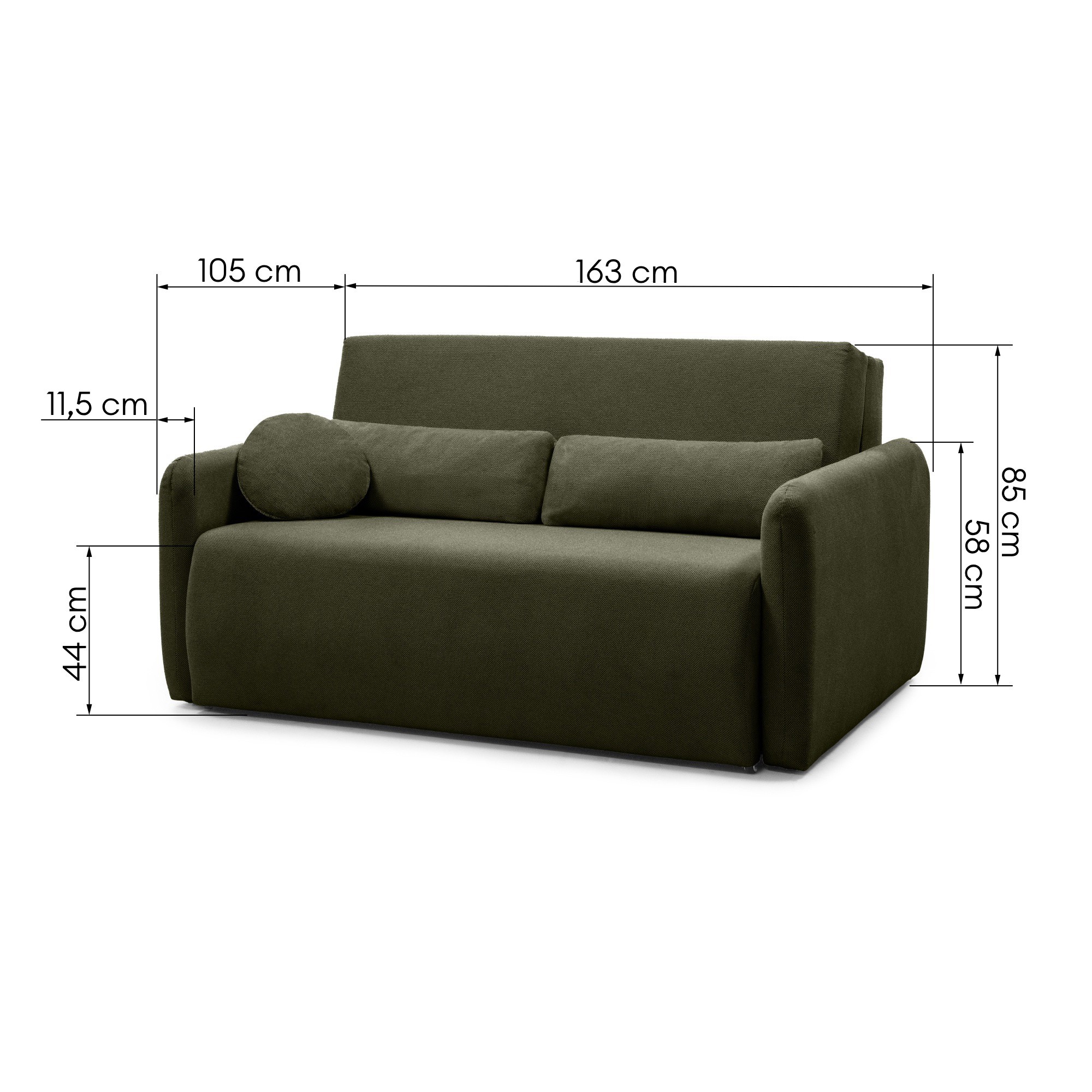 Sofa rozkładana z pojemnikiem Diosa Maxi, ciemnozielona