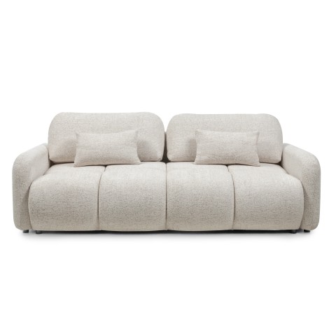 Sofa z funkcją spania i pojemnikiem Nuvola jasnobeżowa, obłe kształty