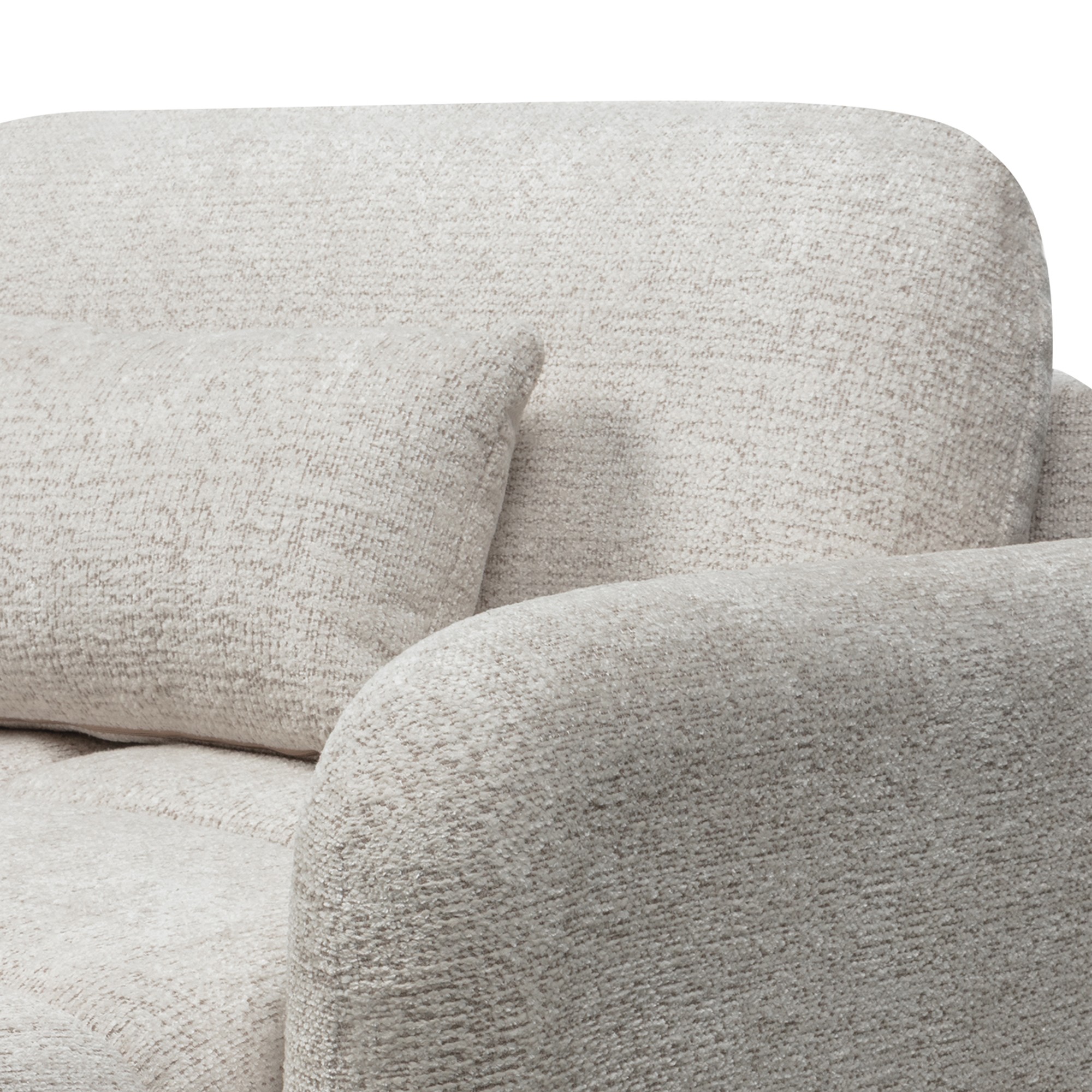 Sofa z funkcją spania i pojemnikiem Nuvola jasnobeżowa, obłe kształty