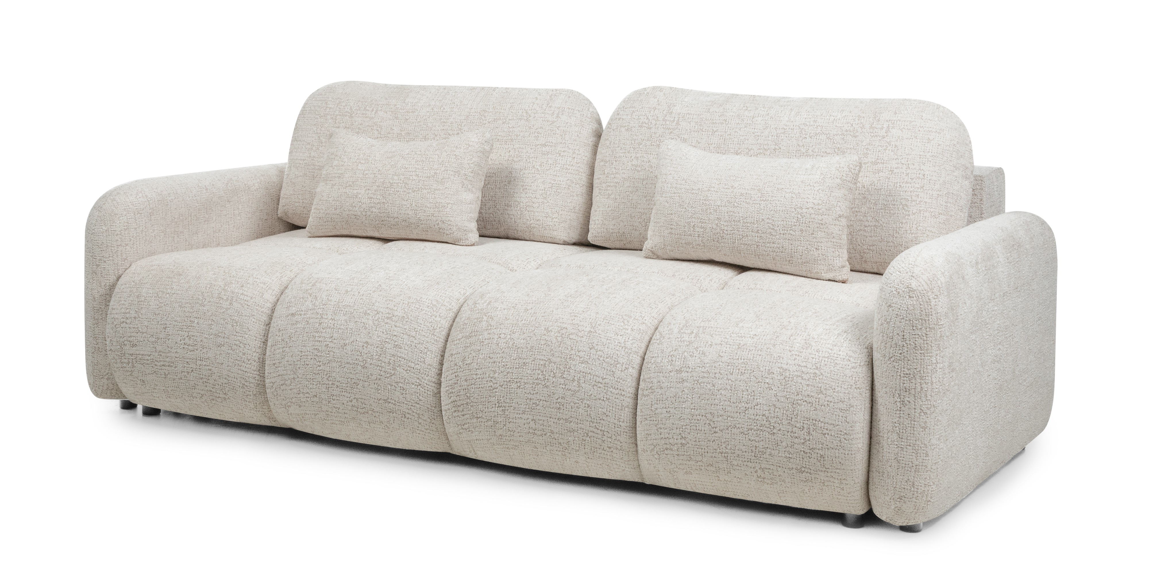 Sofa z funkcją spania i pojemnikiem Nuvola, obłe kształty
