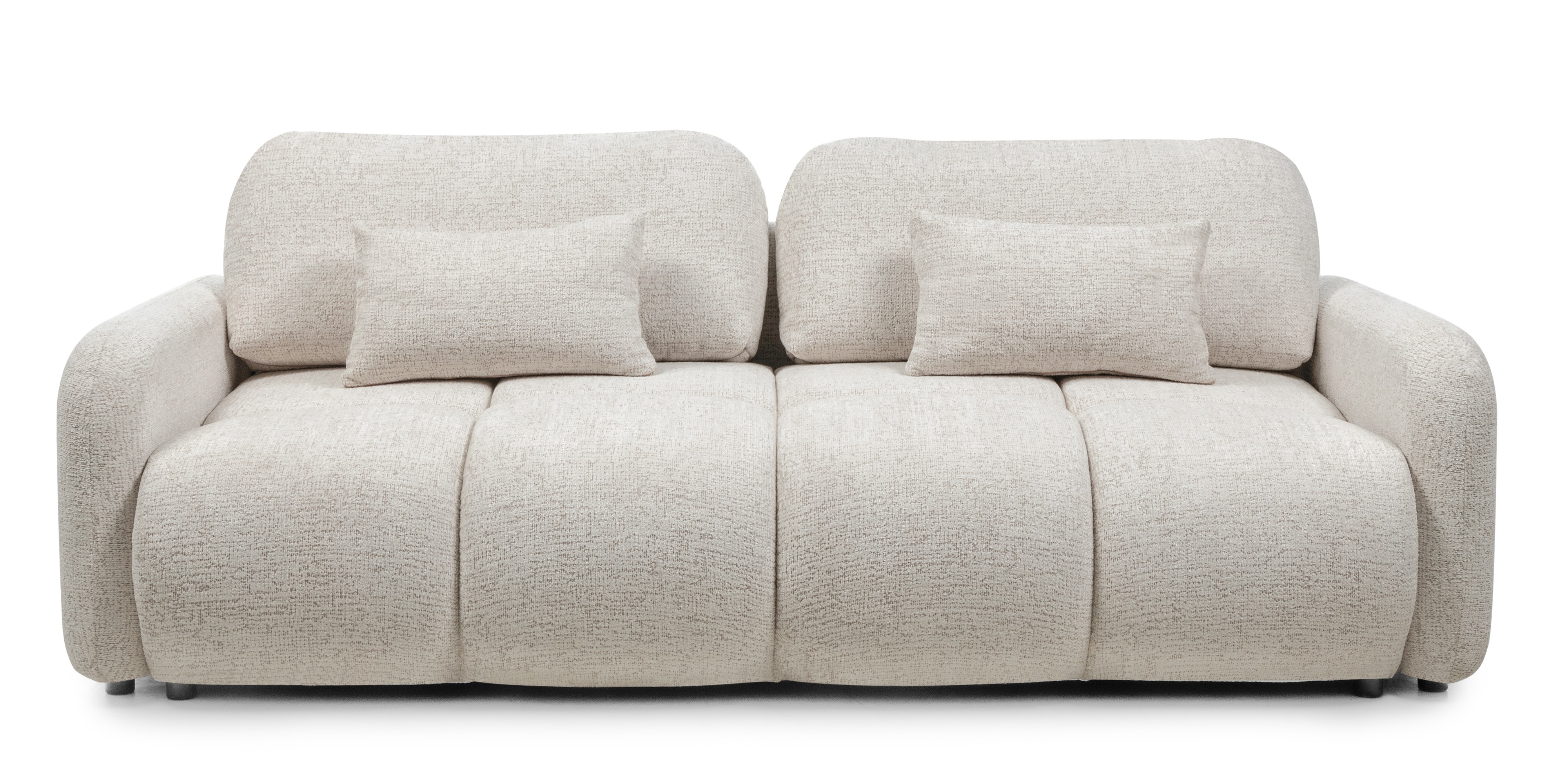 Sofa z funkcją spania i pojemnikiem Nuvola, obłe kształty