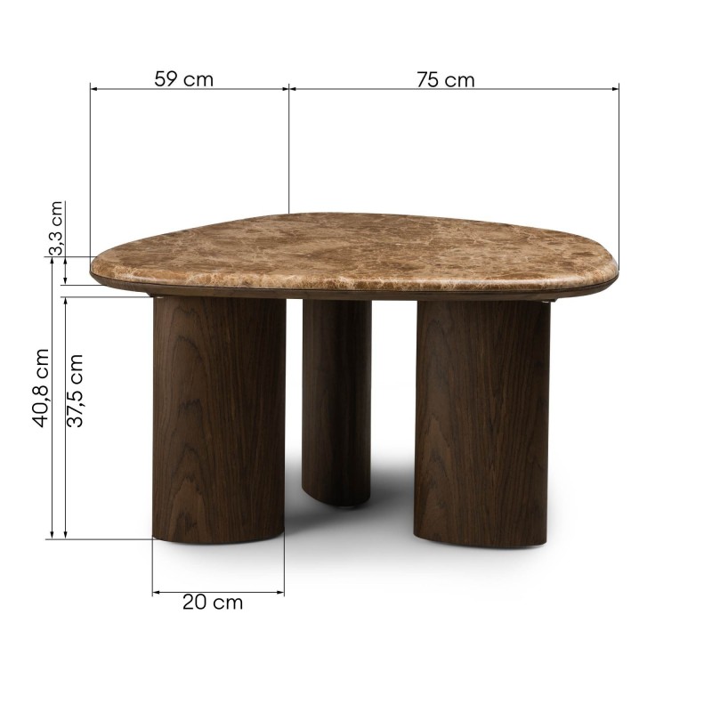 Stolik kawowy Essence 75 cm, ciemny orzech/marmur