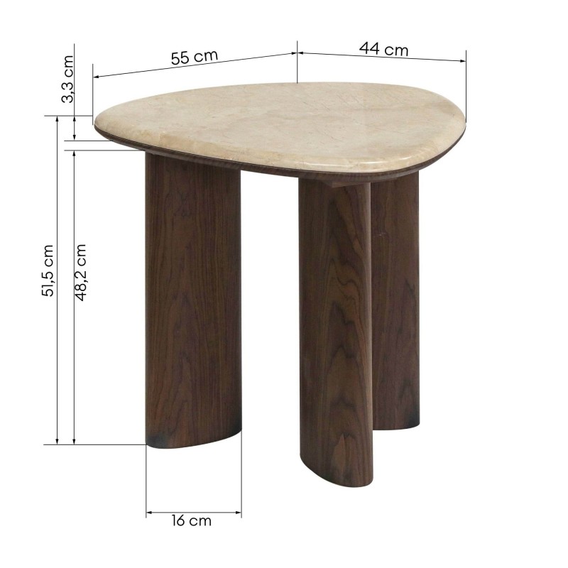 Stolik boczny Essence 44 cm, ciemny orzech/marmur