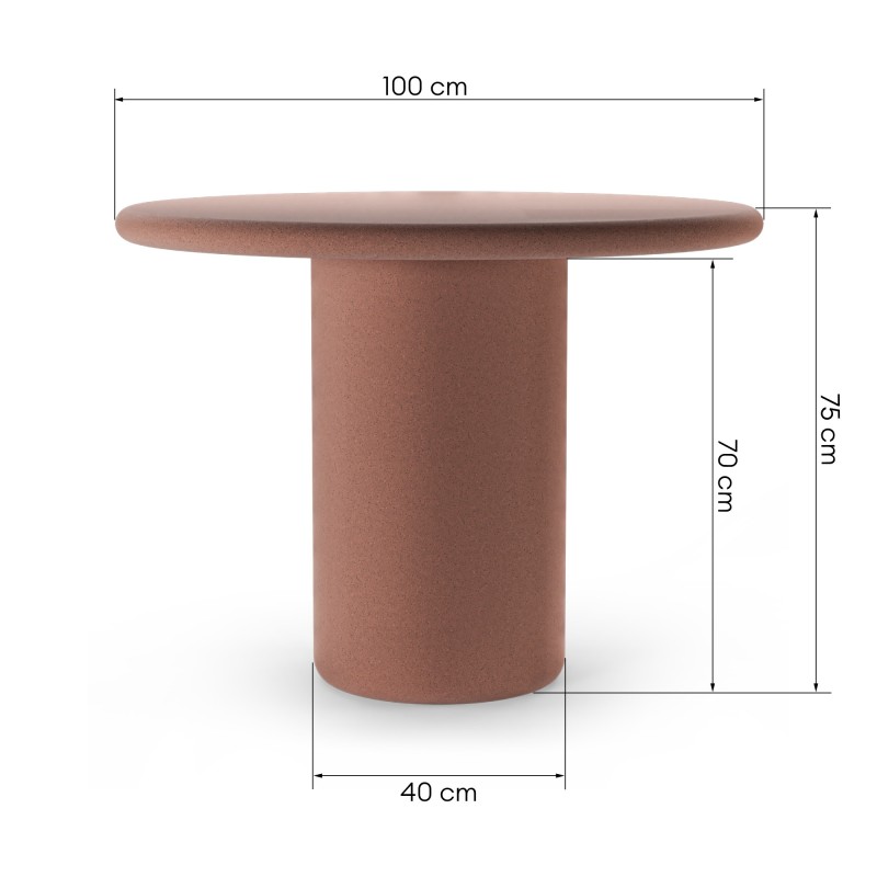 Stół ogrodowy Vibonis 100 cm, okrągły, cementowy, terakota