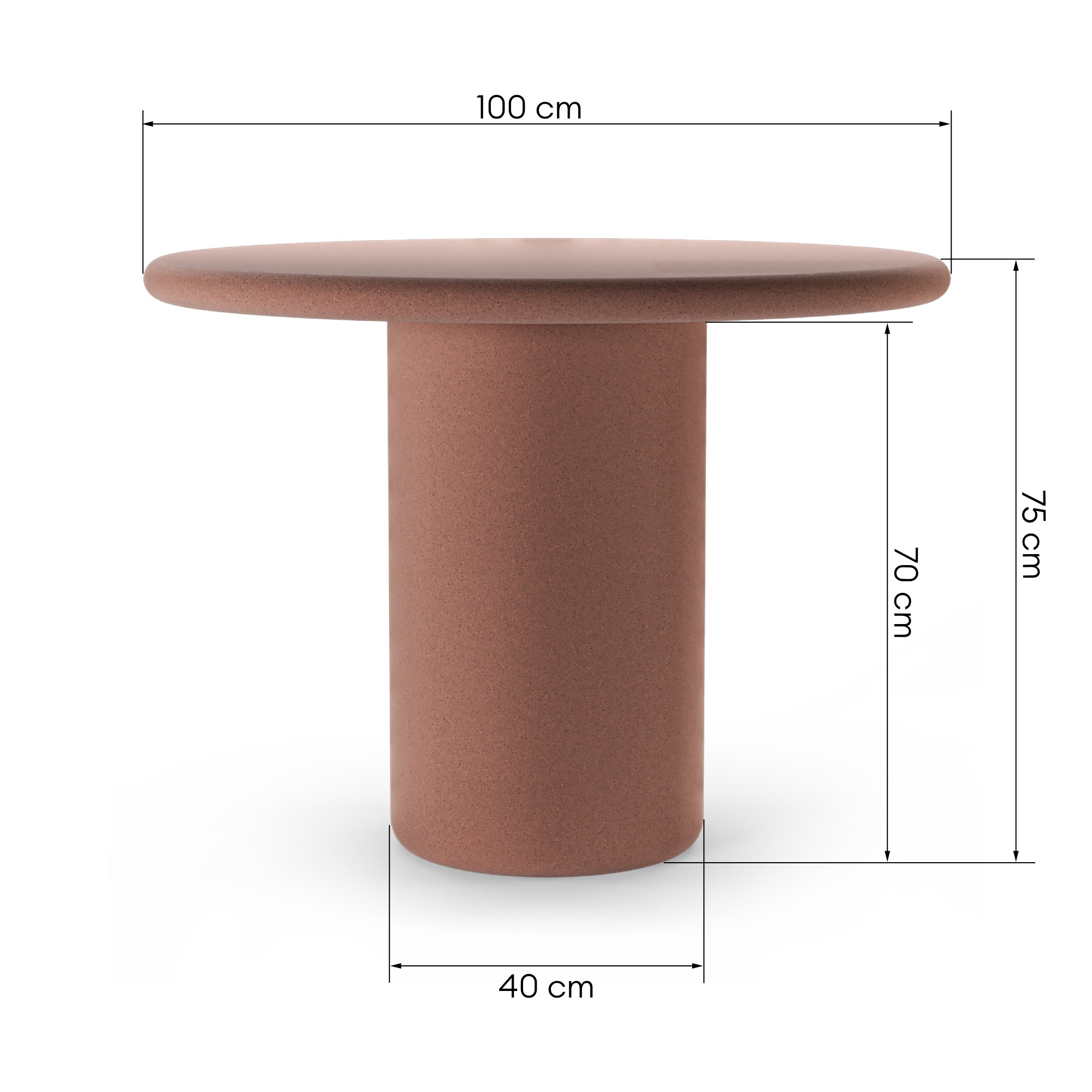 Stół ogrodowy Vibonis 100 cm, okrągły, cementowy, terakota
