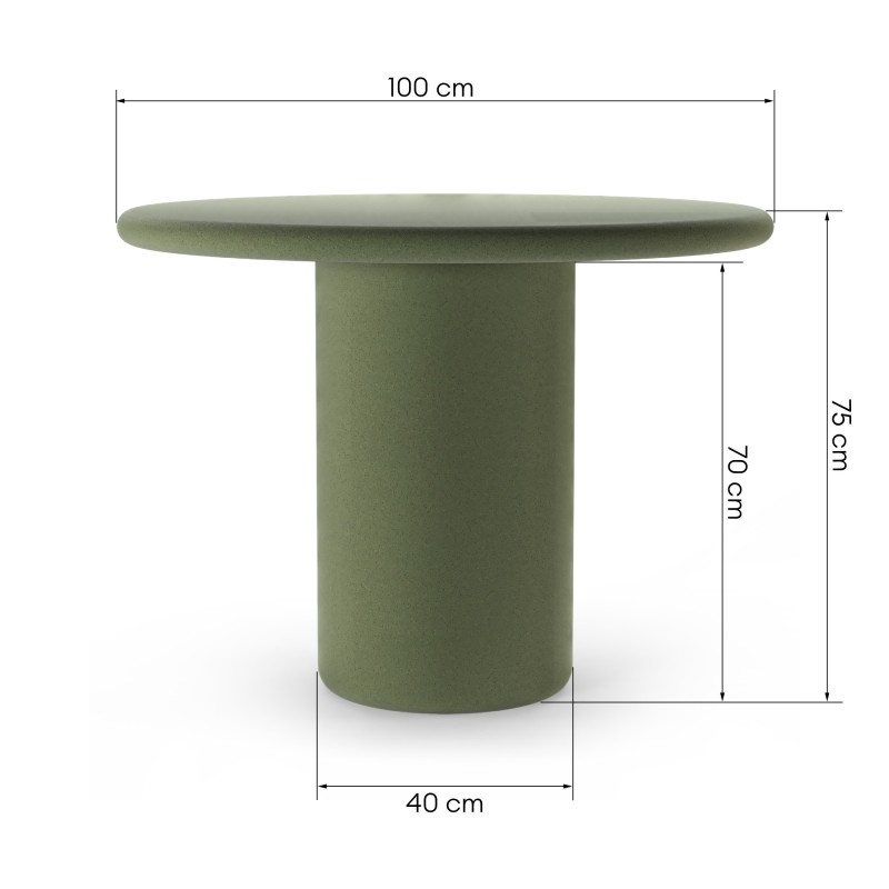 Stół ogrodowy Vibonis 100 cm, okrągły, cementowy, zielony