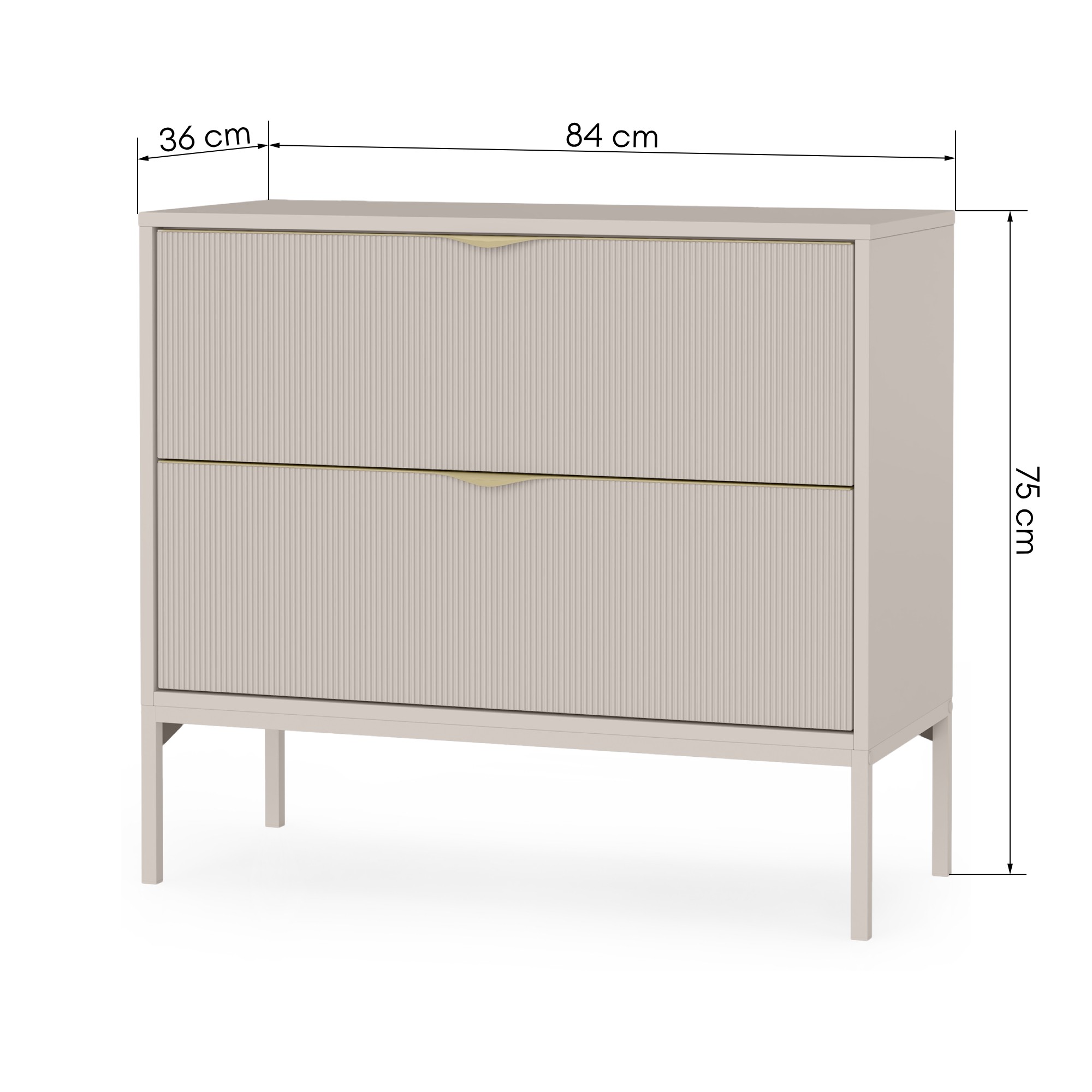 Ryflowana szafka pod umywalkę 80 cm kaszmir na nóżkach – Livia