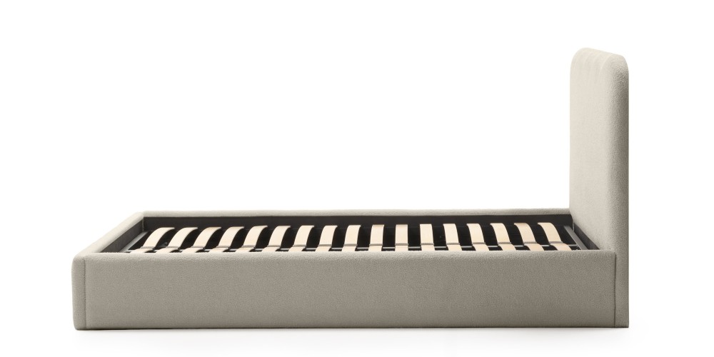 Łóżko Onda 140x200 z pojemnikiem, beżowe boucle, falowane