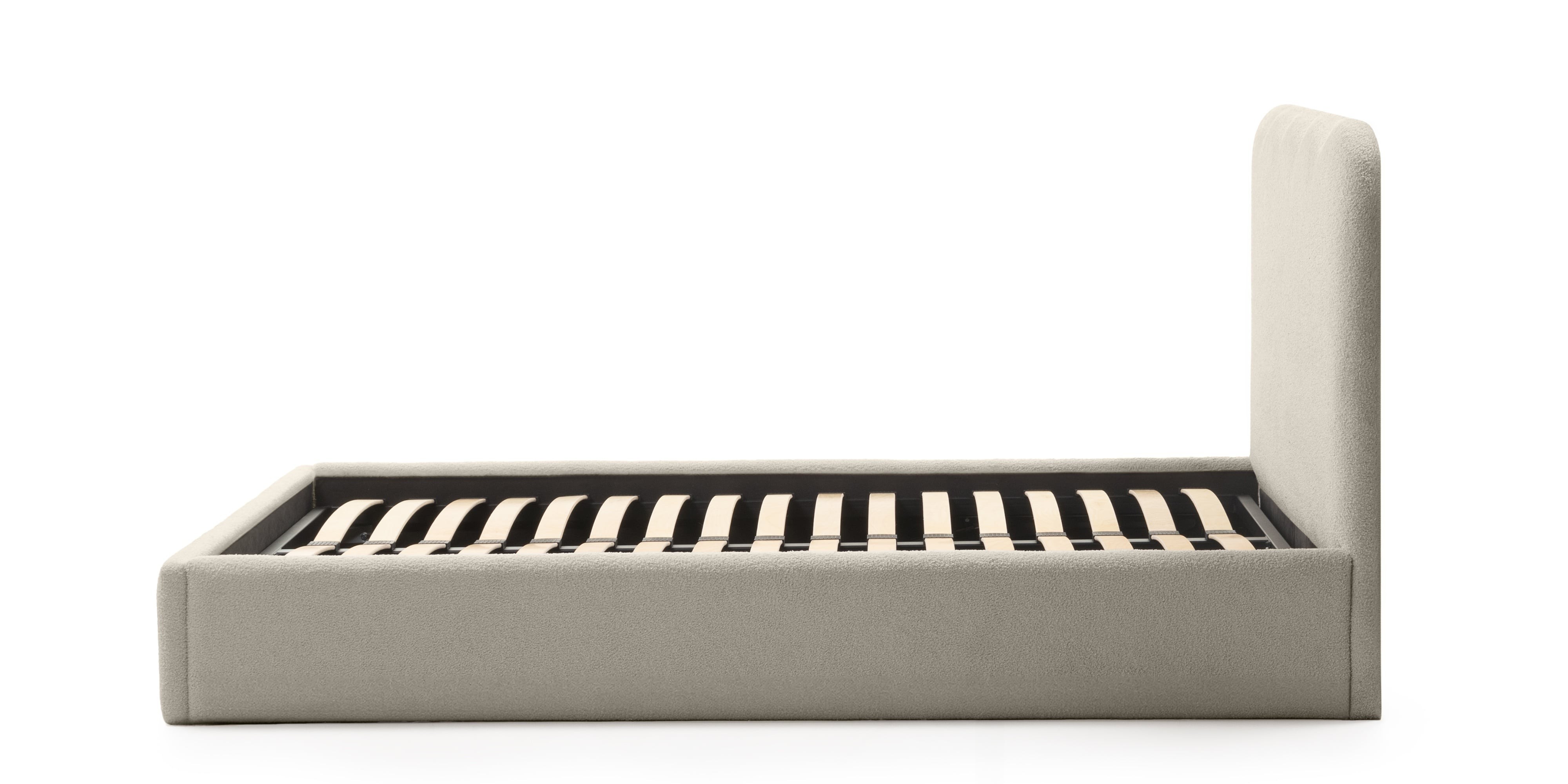 Łóżko Onda 140x200 z pojemnikiem, beżowe boucle, falowane