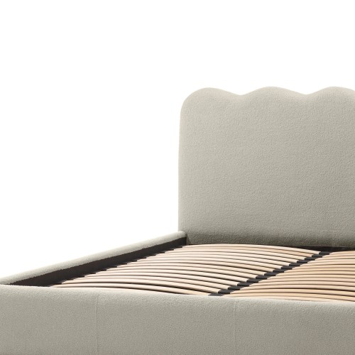 Łóżko Onda 140x200 z pojemnikiem, beżowe boucle, falowane