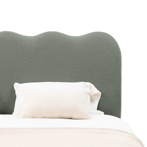 Łóżko Onda 140x200, pojemnik, ciemnozielone boucle, falowane
