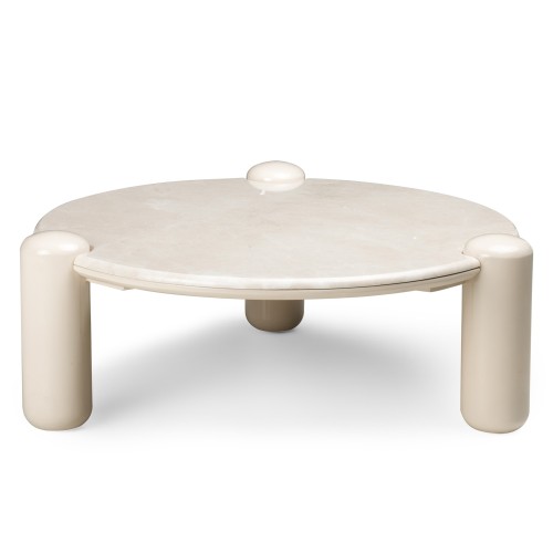 Stolik kawowy Noemi 86 cm, jasnobeżowy/marmur, glossy