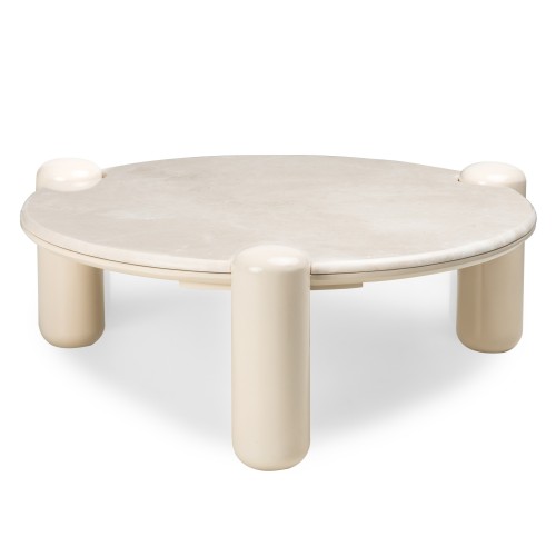 Stolik kawowy Noemi 86 cm, jasnobeżowy/marmur, glossy