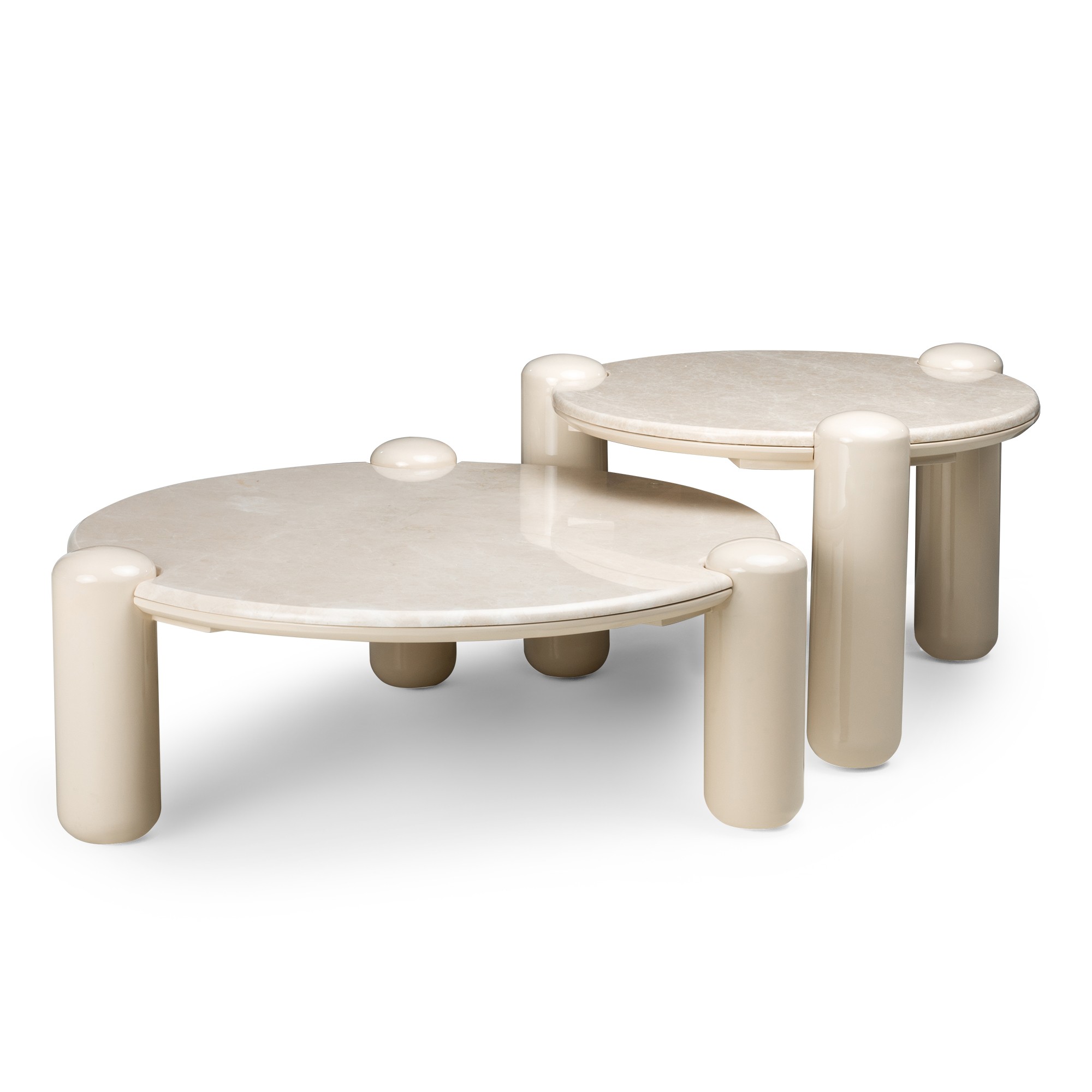 Stolik kawowy Noemi 86 cm, jasnobeżowy/marmur, glossy