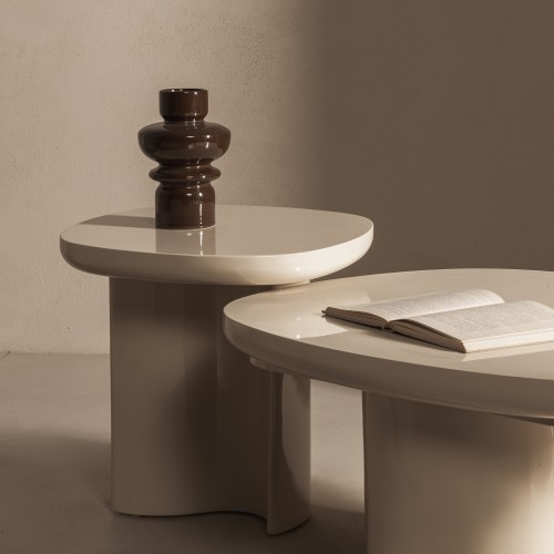 Stolik boczny Puro 50 cm, jasnobeżowy, glossy