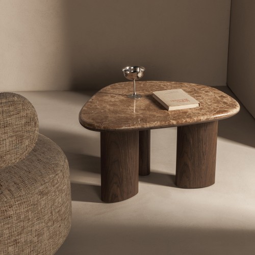 Stolik kawowy Essence 75 cm, ciemny orzech/marmur