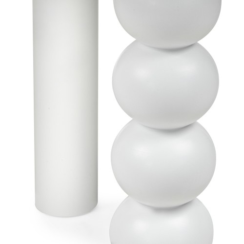 Stół Bolla 100 cm, fornir bukowy, biały, dekoracyjna noga z kul