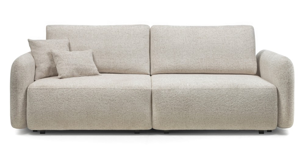 Sofa rozkładana Botse 2P z pojemnikiem, obłe kształty