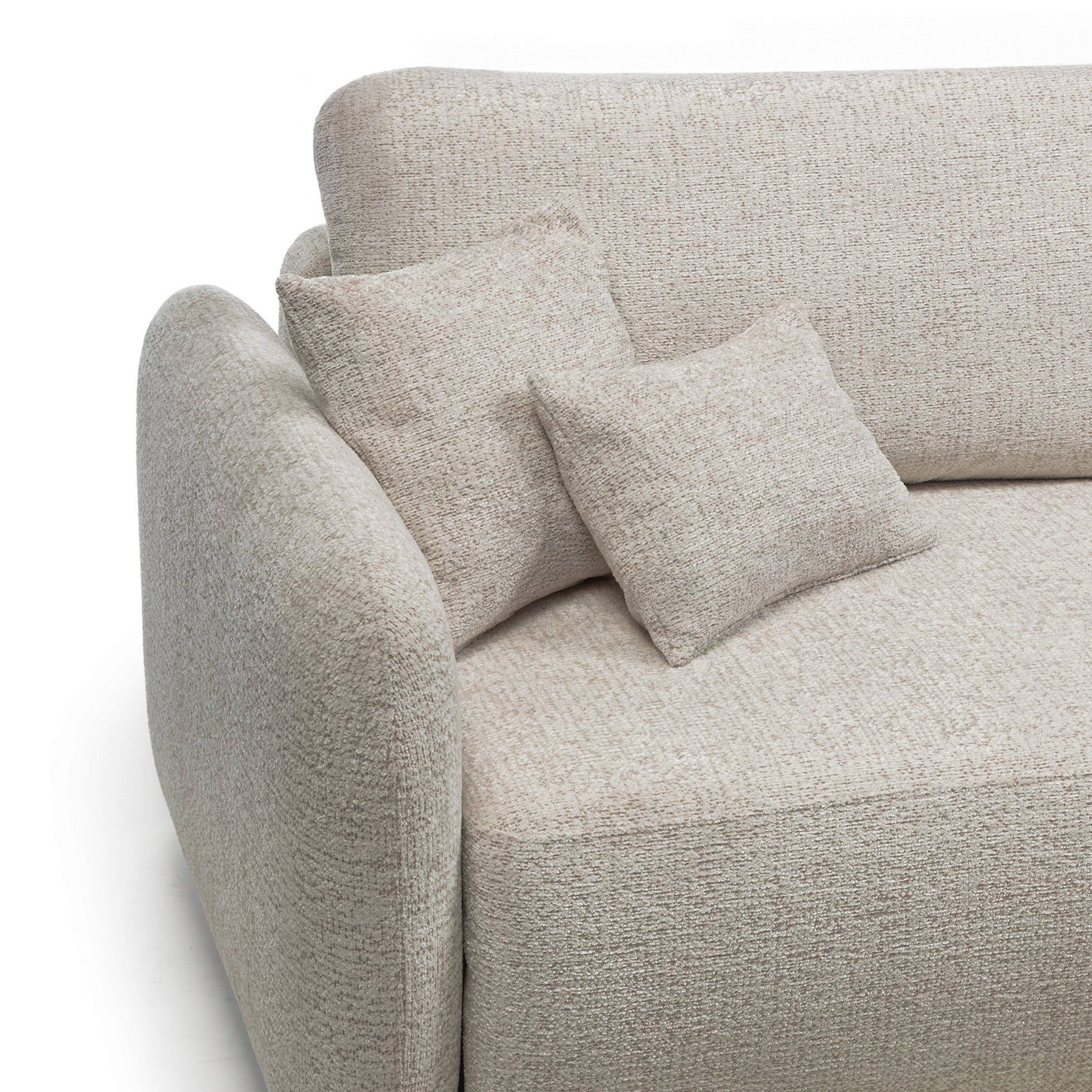Sofa rozkładana Botse 2P z pojemnikiem, obłe kształty