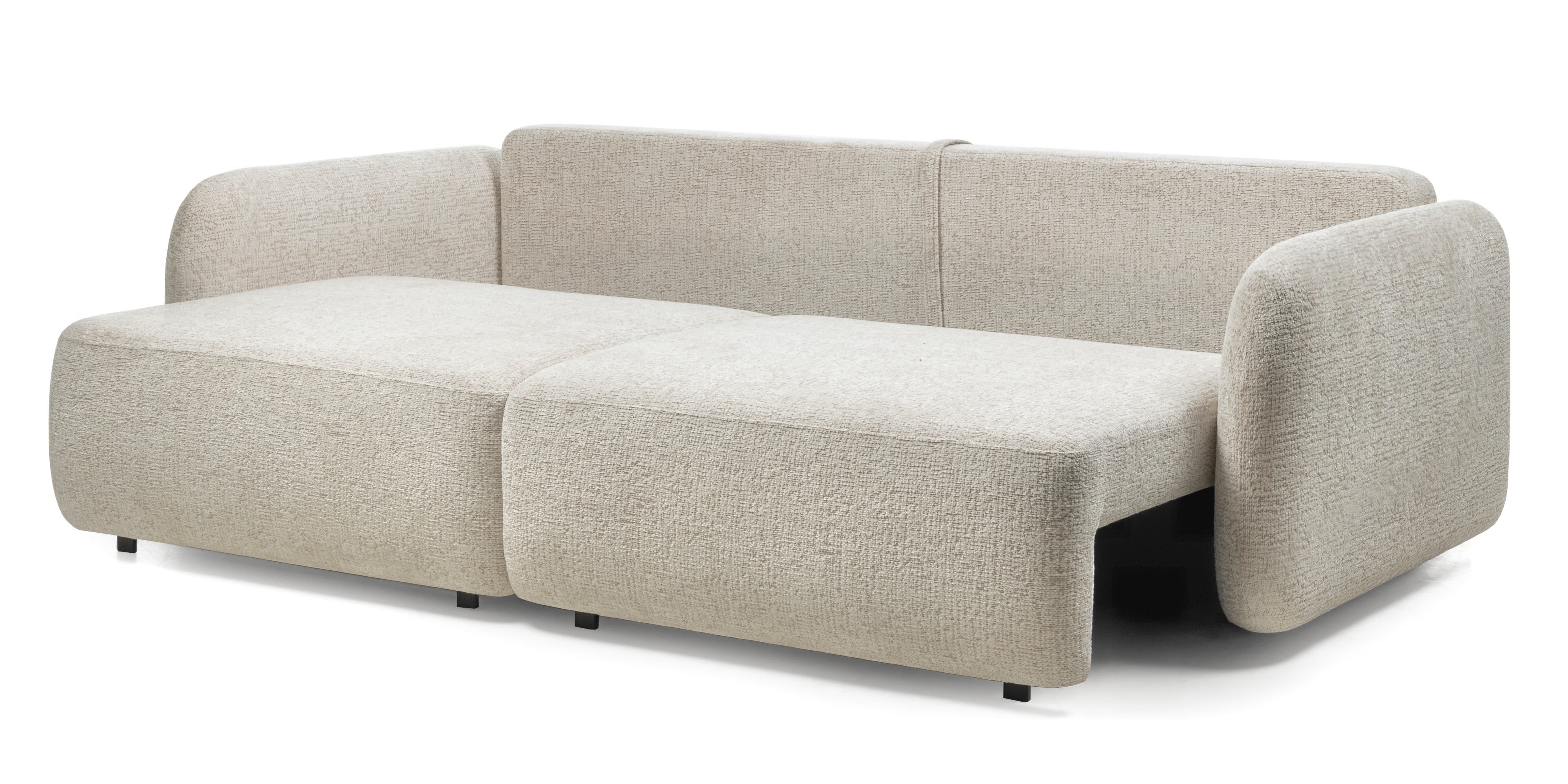 Sofa rozkładana Botse 2P z pojemnikiem, obłe kształty
