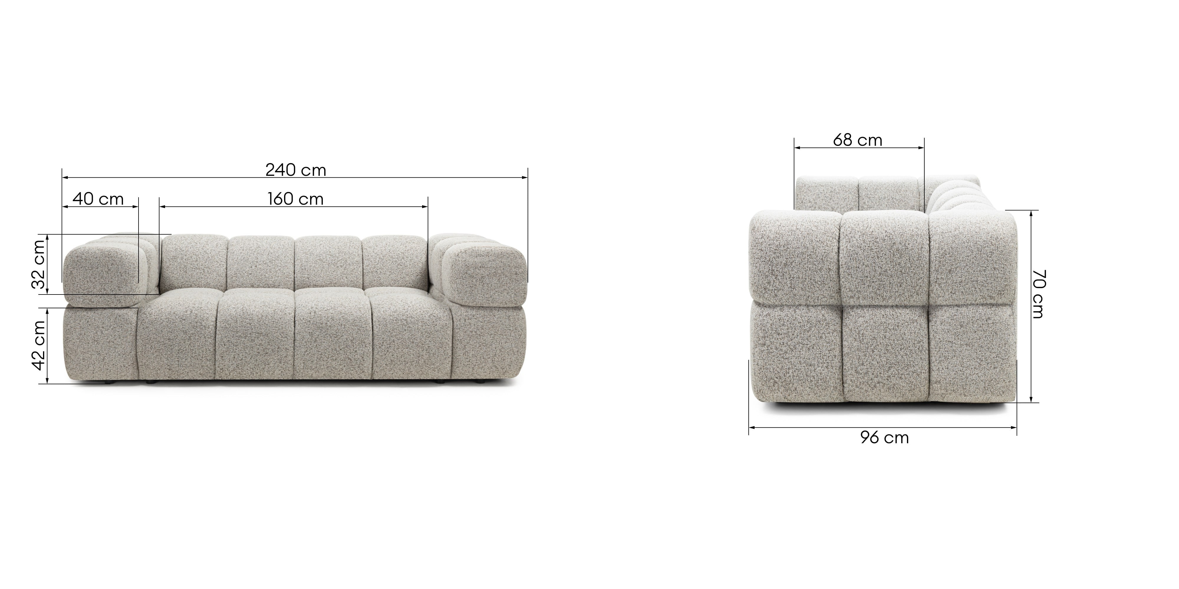 Sofa Formo obłe kształty, melanż, nowoczesna