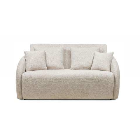 Sofa rozkładana Vesta z pojemnikiem, jasnobeżowa, obłe kształty