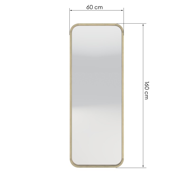 Lustro w drewnianej ramie Spira 60x160 prostokątne naturalne