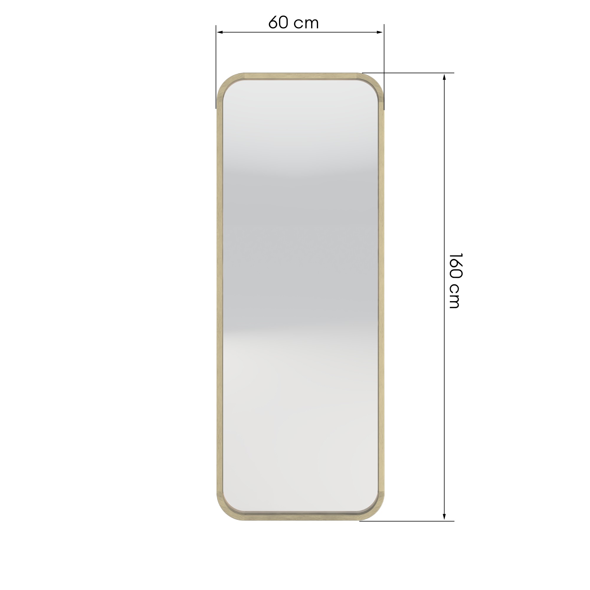 Lustro w drewnianej ramie Spira 60x160 prostokątne naturalne