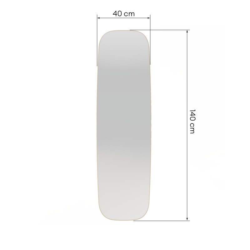 Lustro w aluminiowej ramie Fina 40x140, prostokątne, złote