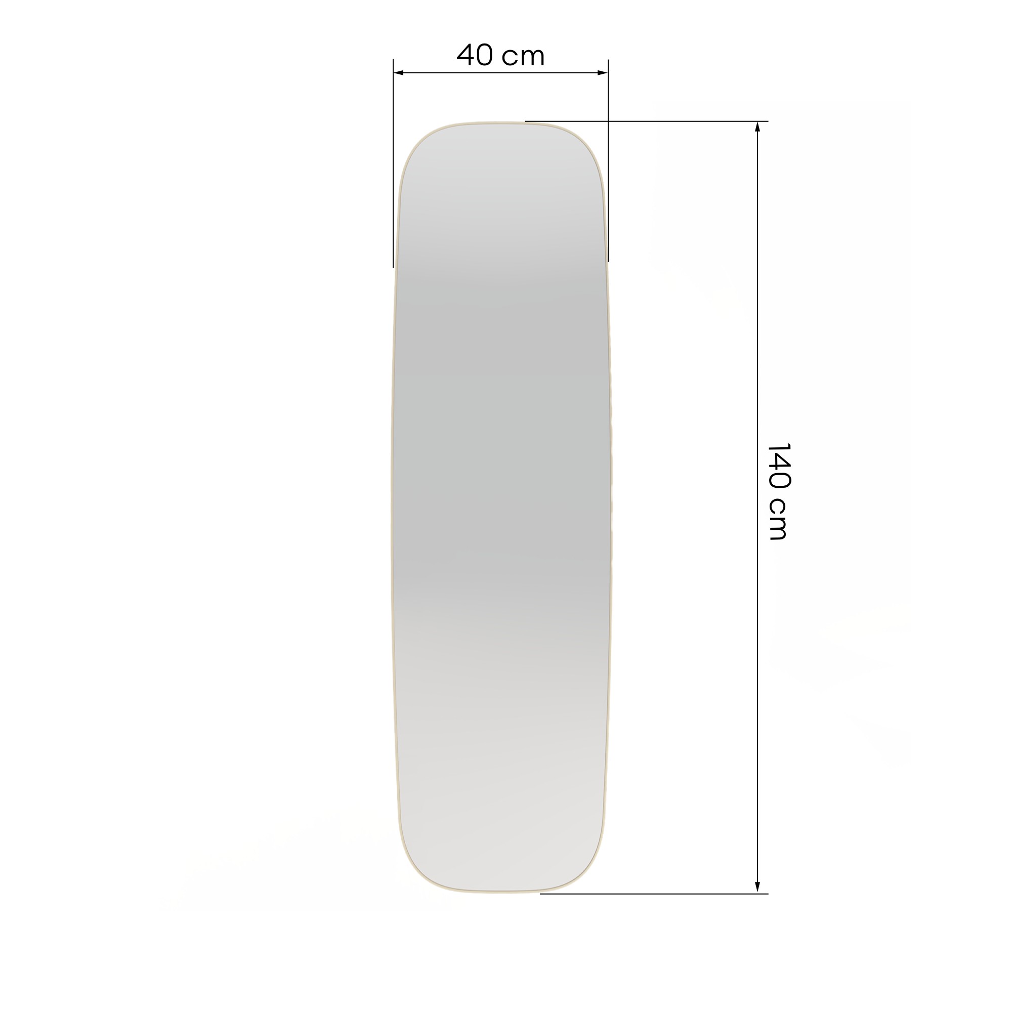 Lustro w aluminiowej ramie Fina 40x140, prostokątne, złote