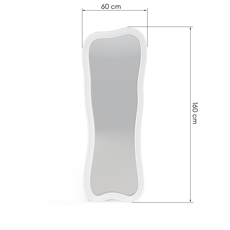 Lustro Grezzo 60x160 cm, nieregularny kształt, białe, glossy