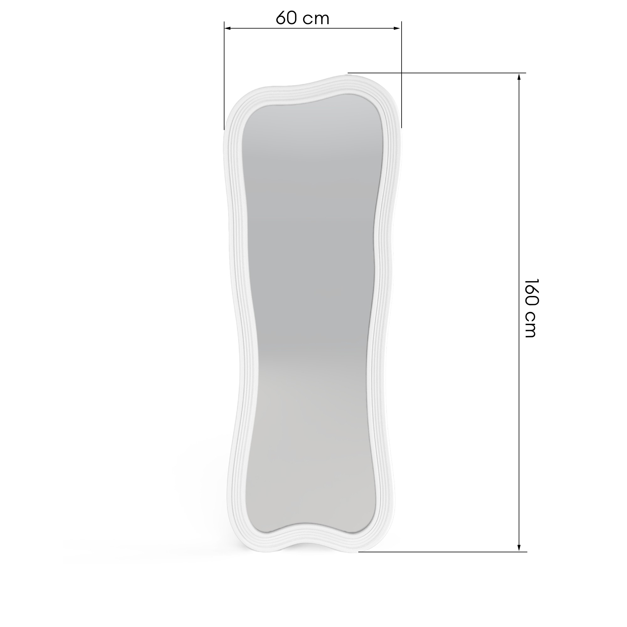 Lustro Grezzo 60x160 cm, nieregularny kształt, białe, glossy