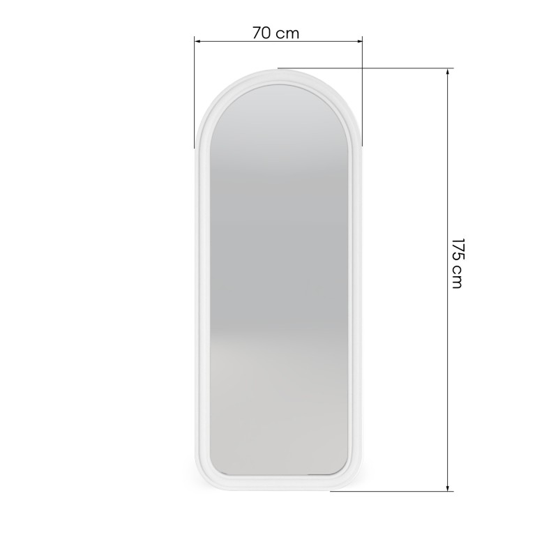 Lustro wiszące Grezzo 70x175 cm, kształt łuku, białe