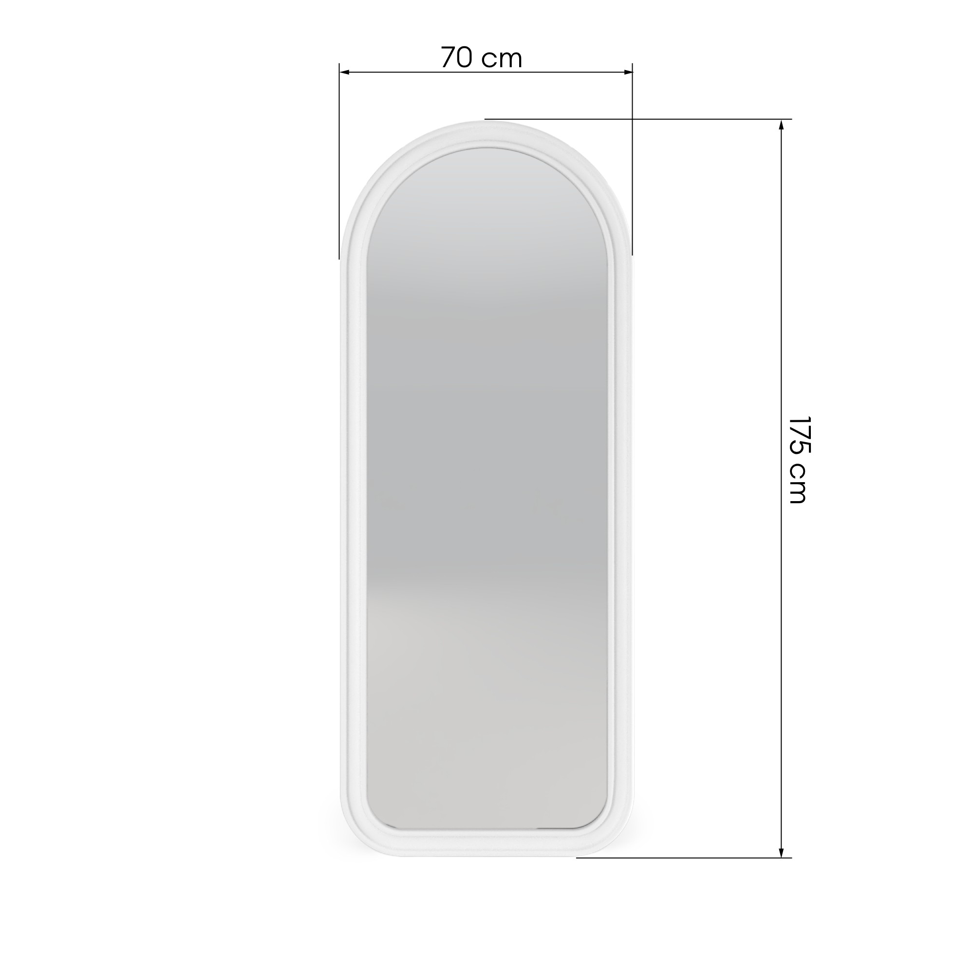 Lustro wiszące Grezzo 70x175 cm, kształt łuku, białe