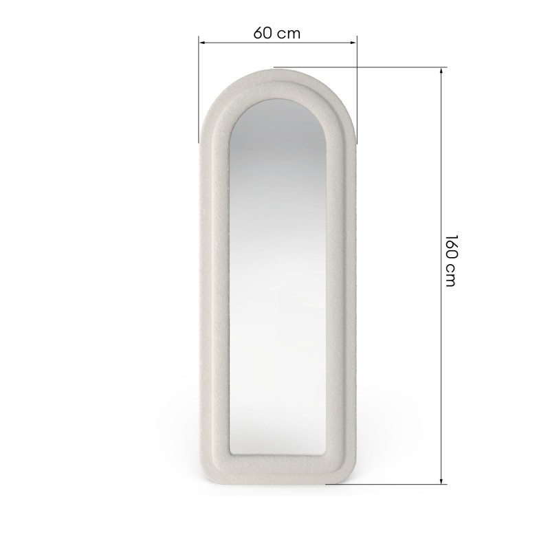 Lustro wiszące Riflesso 60x160 cm kształt łuku, białe boucle