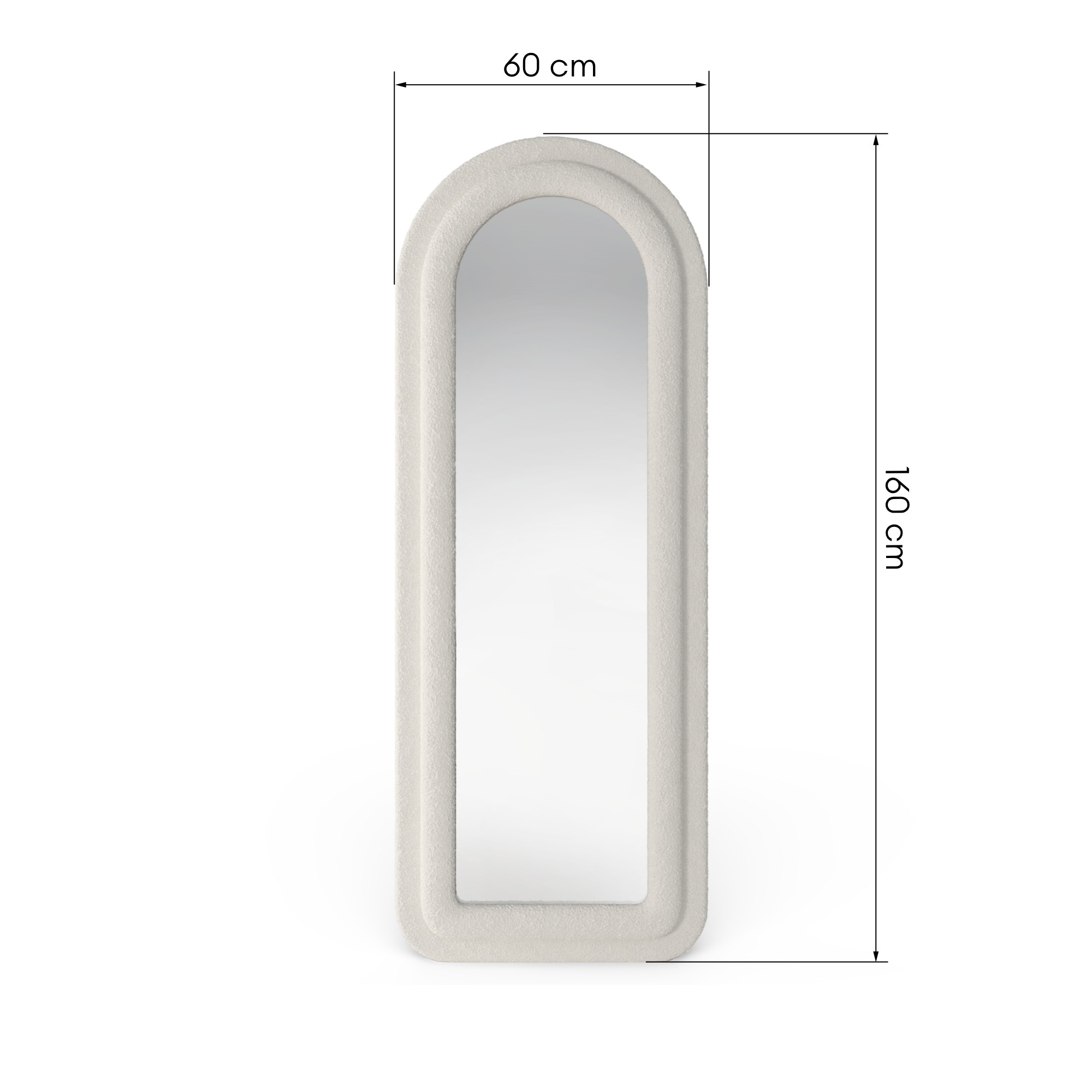 Lustro wiszące Riflesso 60x160 cm kształt łuku, białe boucle