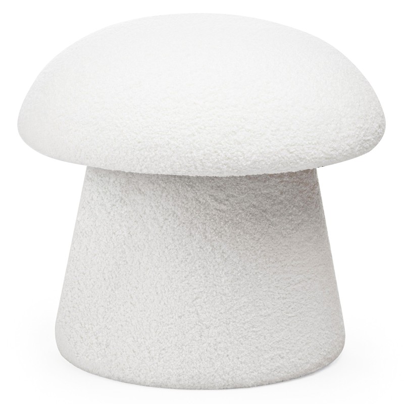 Puf tapicerowany Cap, biały, boucle, obłe kształty