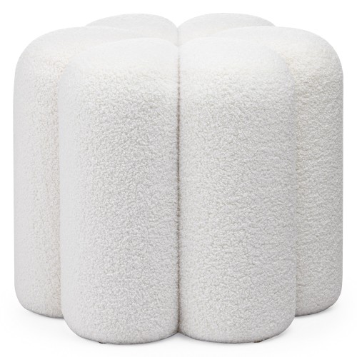 Puf tapicerowany Quad, biały, boucle