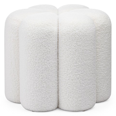 Puf tapicerowany Quad, biały, boucle