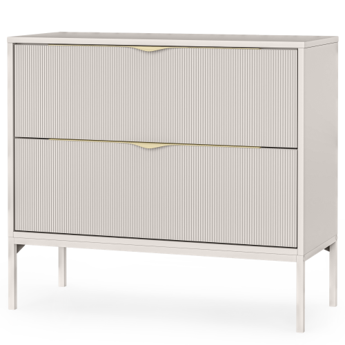 Ryflowana szafka pod umywalkę 80 cm kaszmir na nóżkach – Livia