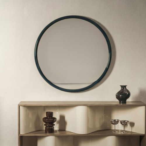 Okrągłe lustro wiszące Zelia, ciemnozielone, glossy